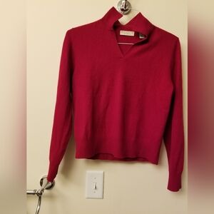 Cashmere women's long sleeve red sweater top.